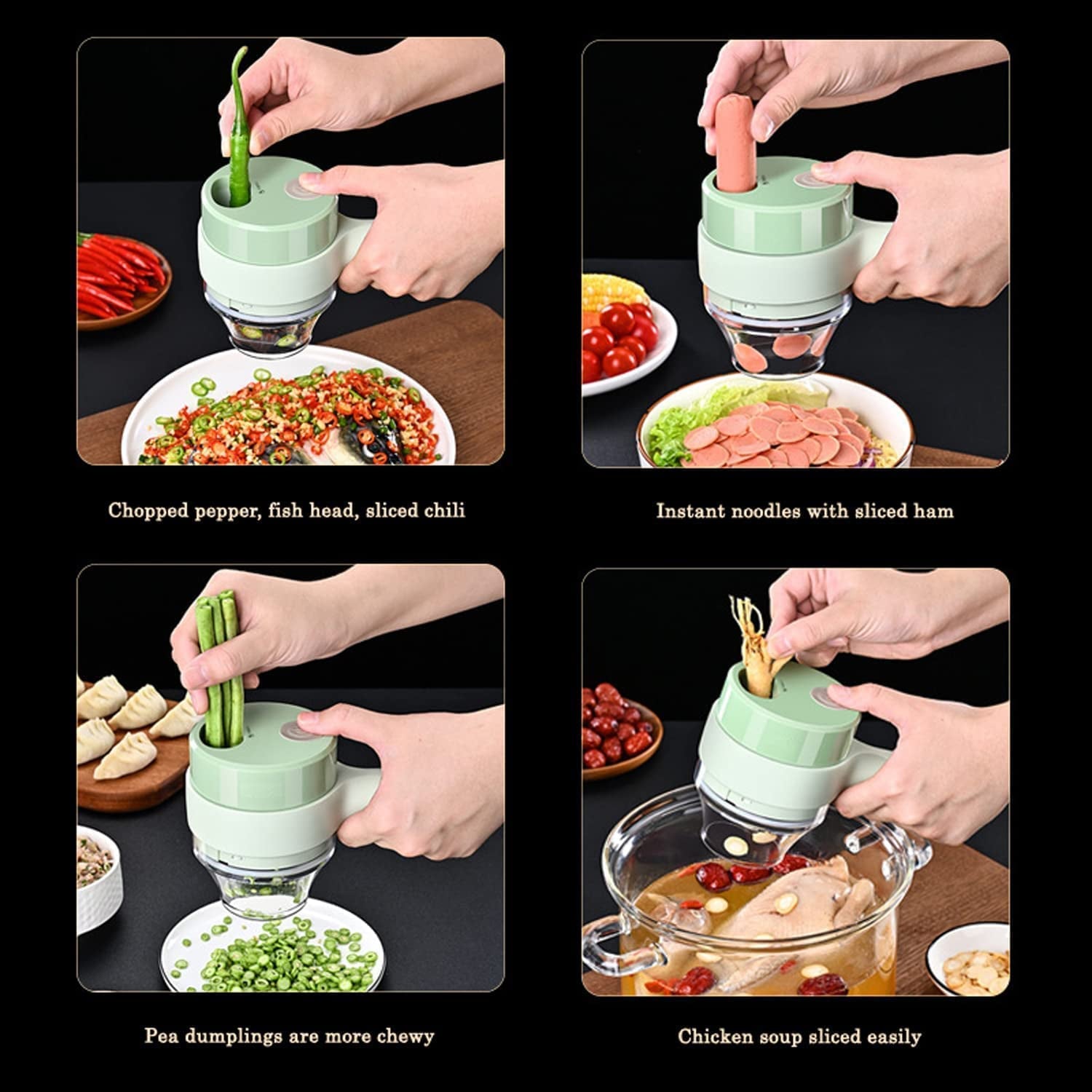 4 in 1 Electric Handheld Cooking Hammer Vegetable Cutter Set Electric Food Chopper Multifunction Vegetable Fruit Slicer thumbnail 3