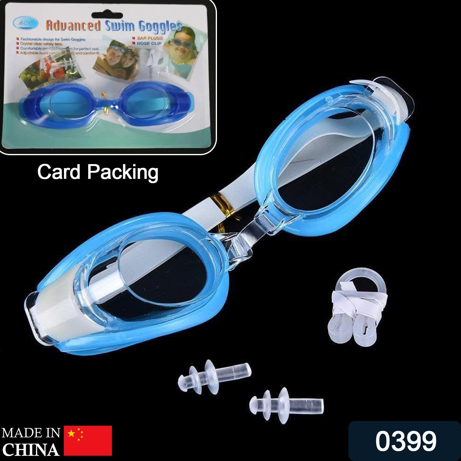 Swimming Goggles with Ear & Nose Plugs, Adjustable, Anti-Fog & Waterproof thumbnail 2