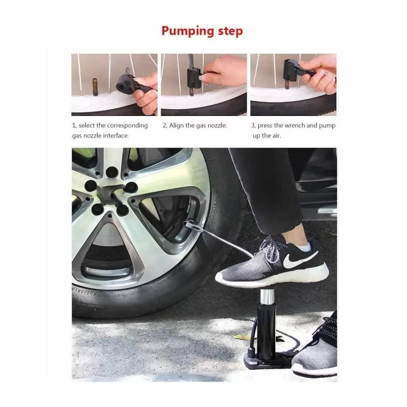 Mini Foot Pump Inflator For Bike and car thumbnail 5