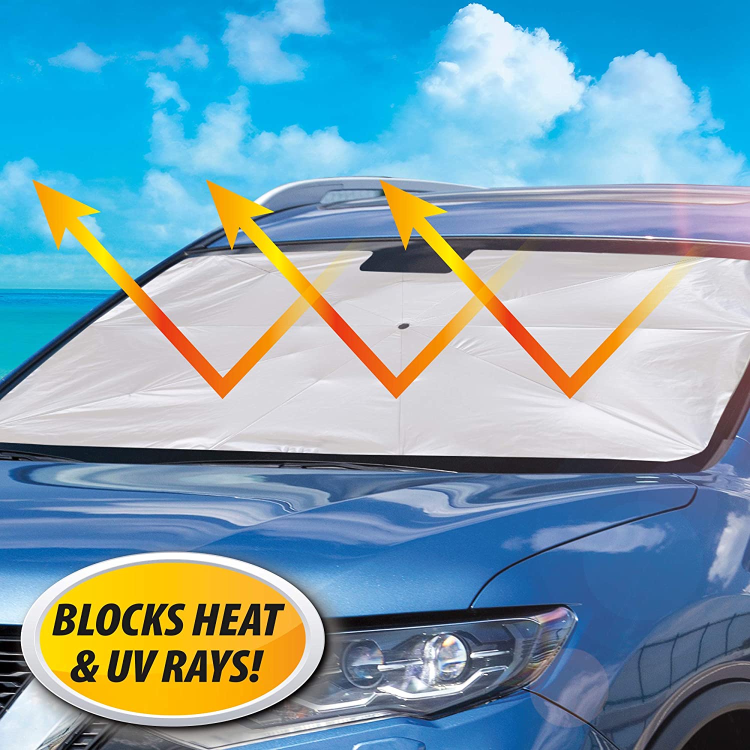 Foldable Car Windshield Sunshade for Heat Protection thumbnail 3