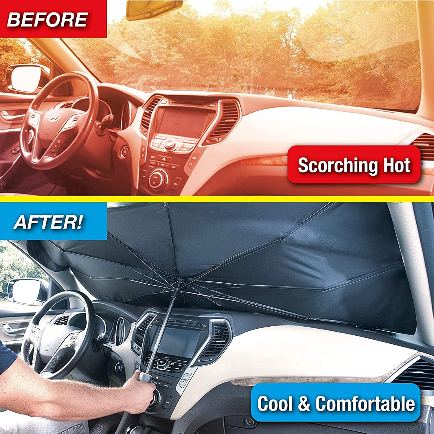 Foldable Car Windshield Sunshade for Heat Protection thumbnail 7