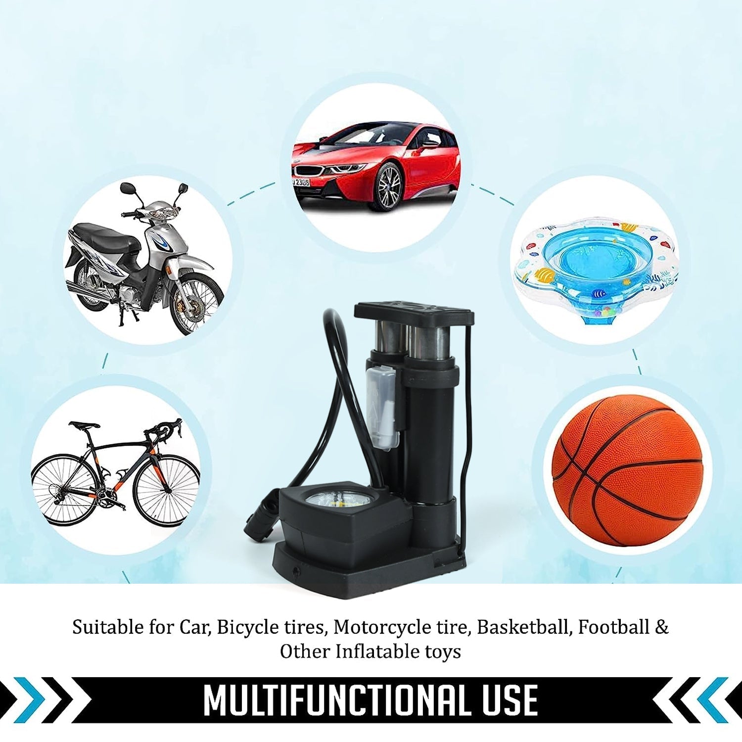 Portable Mini Bike Pump with Gauge thumbnail 7