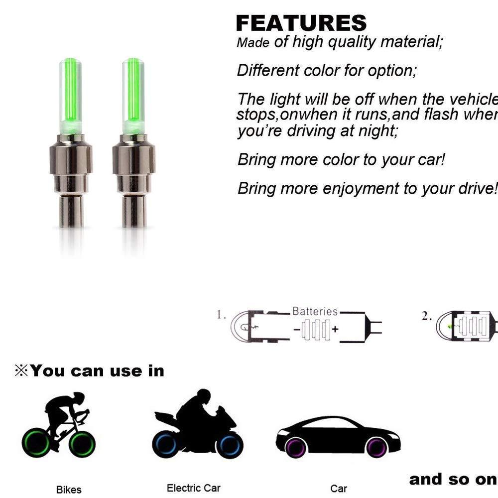 LED Flash Light lamp tyre Wheel Valve Sealing caps (2 Pc / Mix Color) thumbnail 3