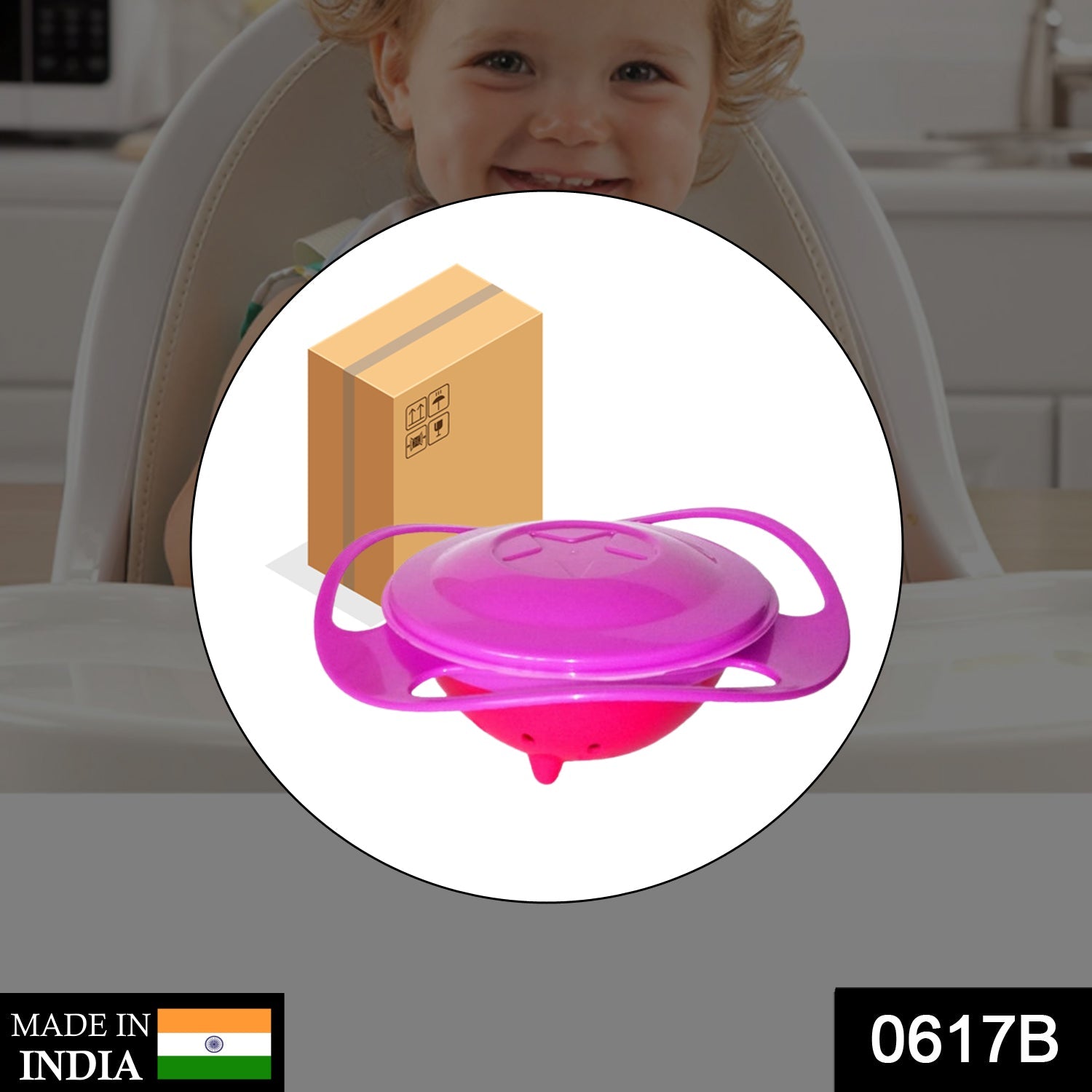 Rotating Baby Bowl used for serving food to kids and toddlers etc. thumbnail 2