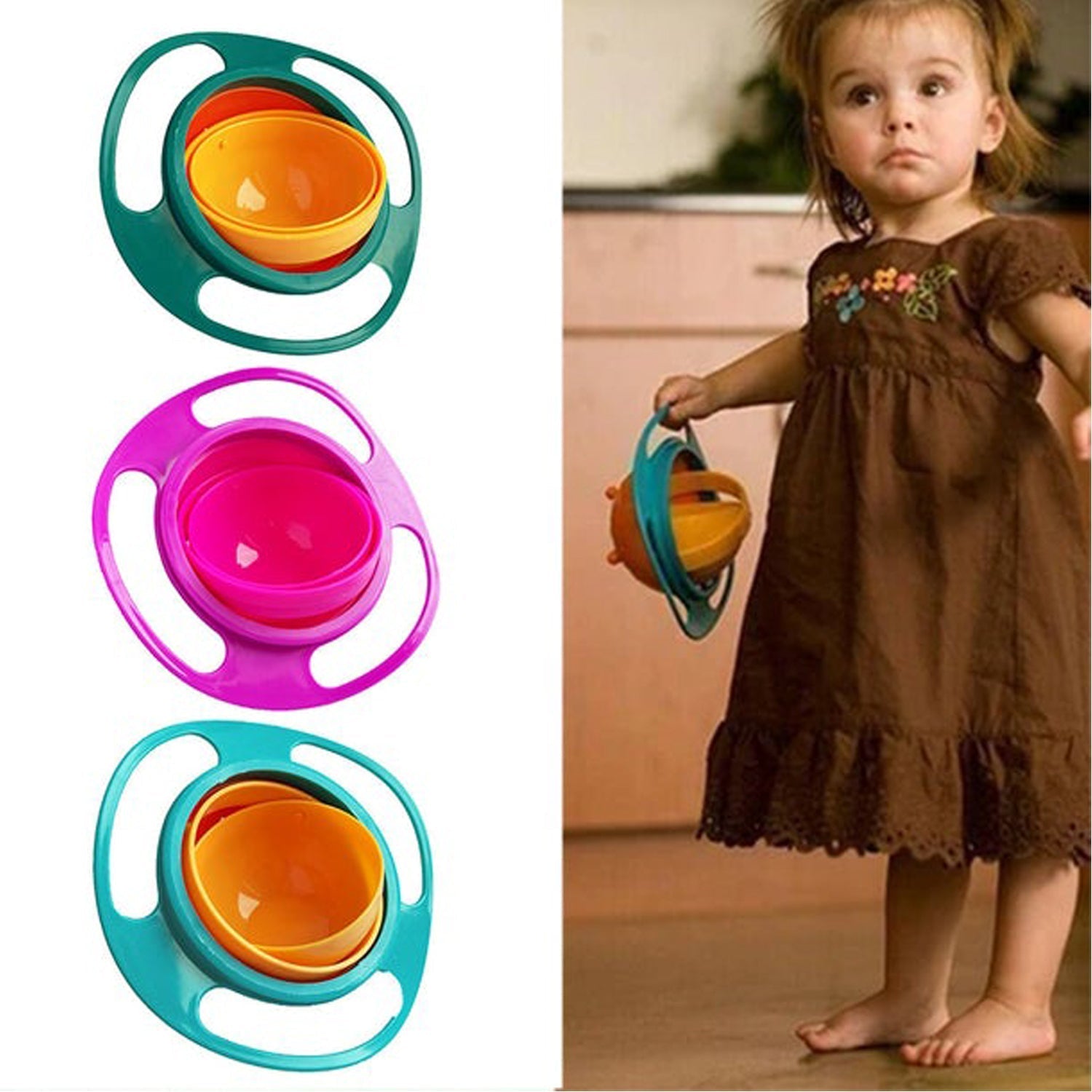 Rotating Baby Bowl used for serving food to kids and toddlers etc. thumbnail 8