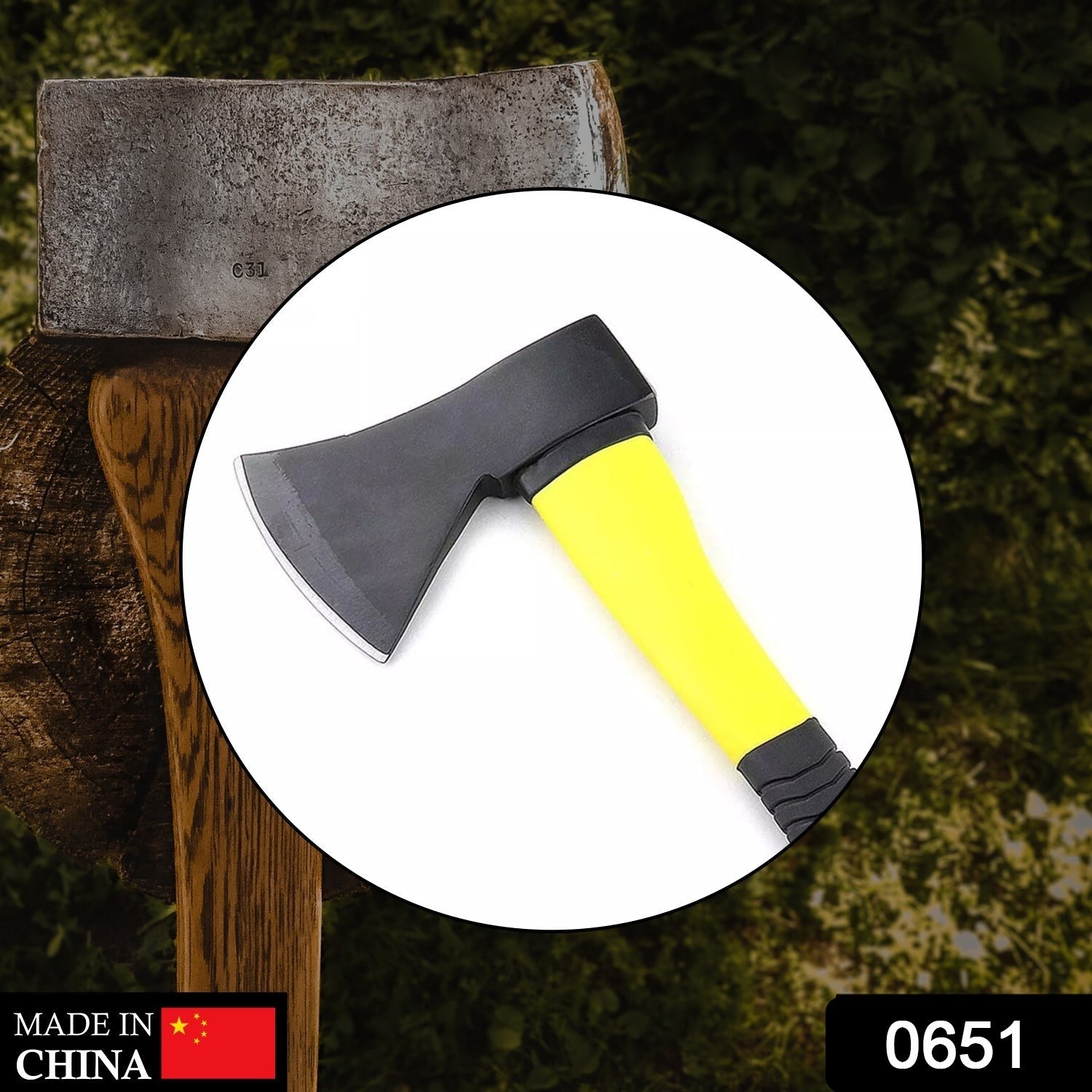 Fiberglas's Body Rubberised Handle Wood Cutting Axe thumbnail 2