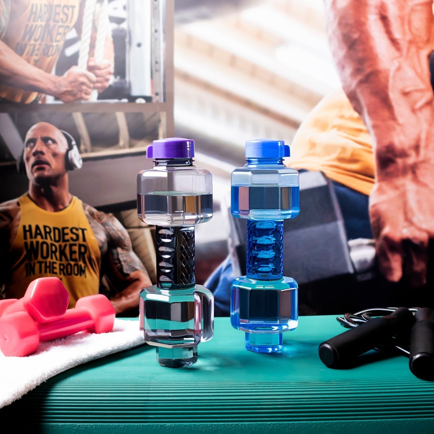 Unbreakable Plastic dumbbell Shape Water Bottle thumbnail 4