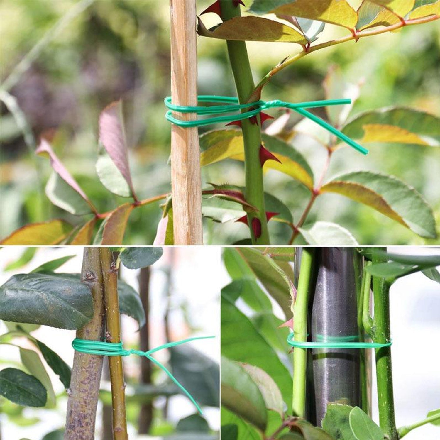 Plastic Twist Tie Wire Spool With Cutter For Garden Yard Plant 50m (Green) thumbnail 6