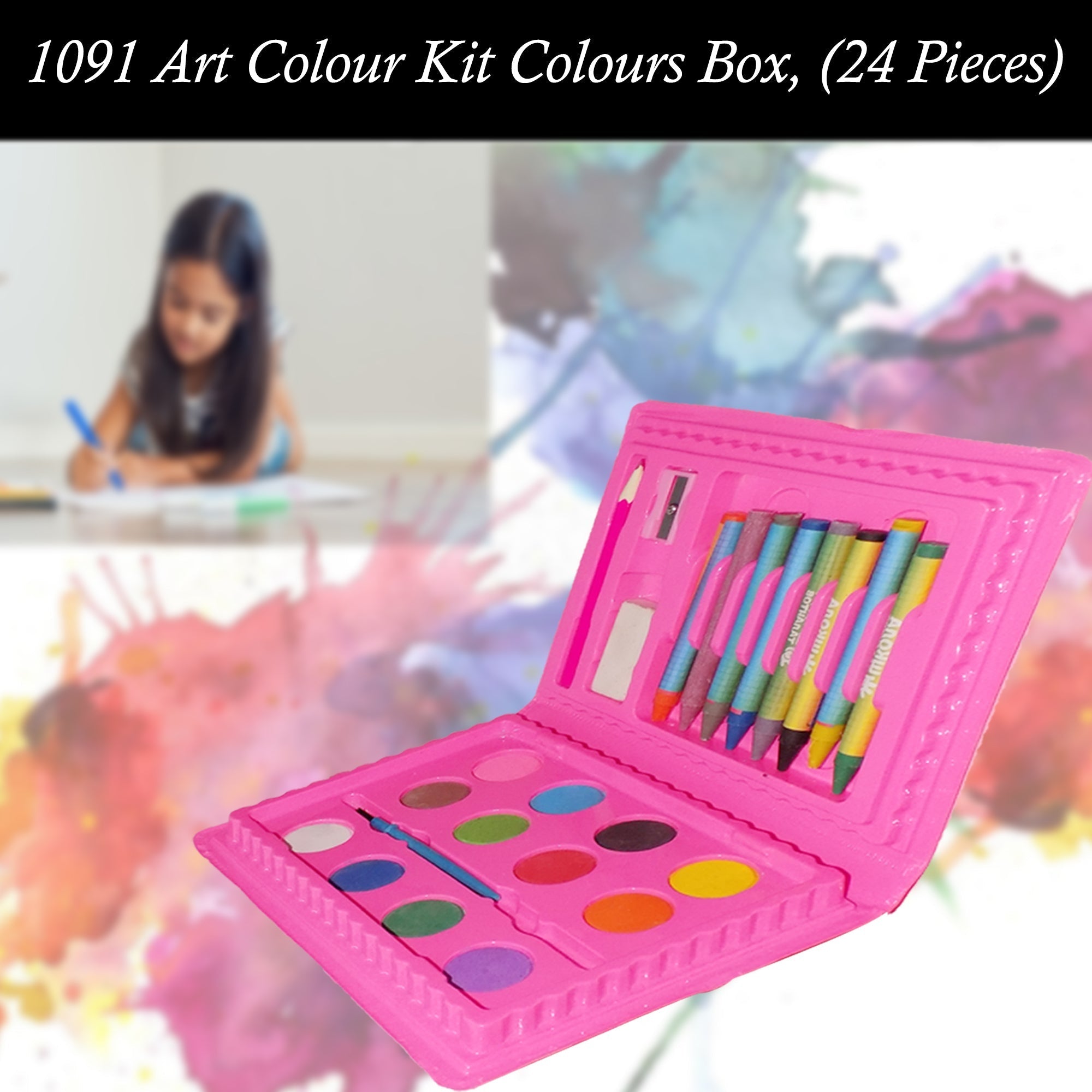 Coloring Combo Colors Box Color Pencil, Crayons, Water Color, Sketch Pens (Set of 24) thumbnail 3