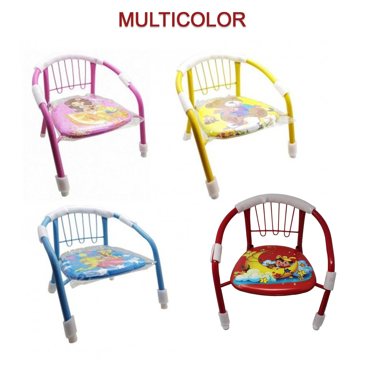 Multicolor Cartoon Design Baby Chair with Metal Backrest Frame & Sound Seated Soft Cushion for kids & Toddlers (MOQ - 4 pcs) thumbnail 3