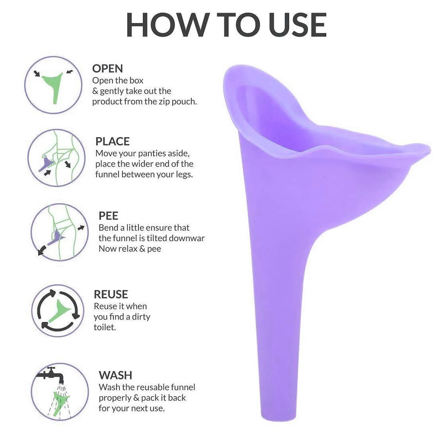 Stand And Pee Reusable Portable Urinal Funnel For Women thumbnail 4