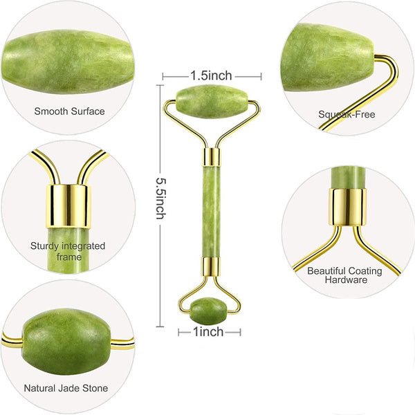 Smooth Facial Roller & Massager Natural Massage Jade Stone thumbnail 5