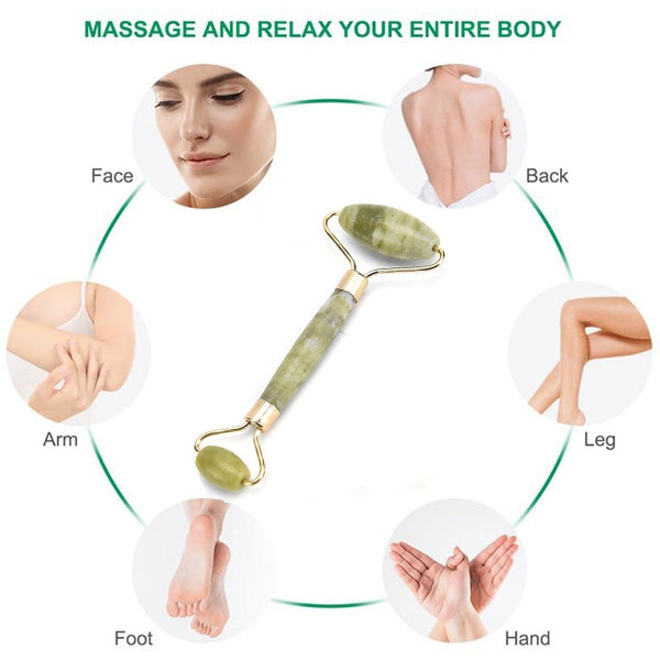 Smooth Facial Roller & Massager Natural Massage Jade Stone thumbnail 8