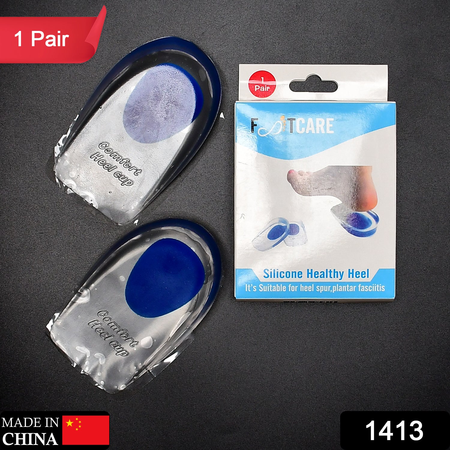 Gel Heel cups Silicon Heel Pad for Heel Ankle Pain thumbnail 2