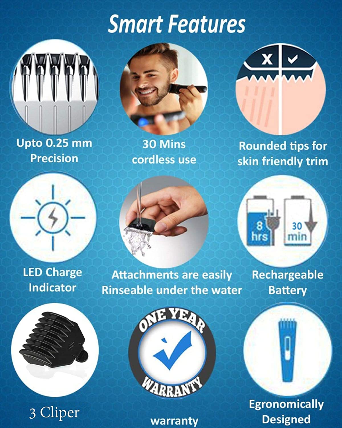 NS-216 rechargeable cordless hair and beard trimmer for men's thumbnail 7