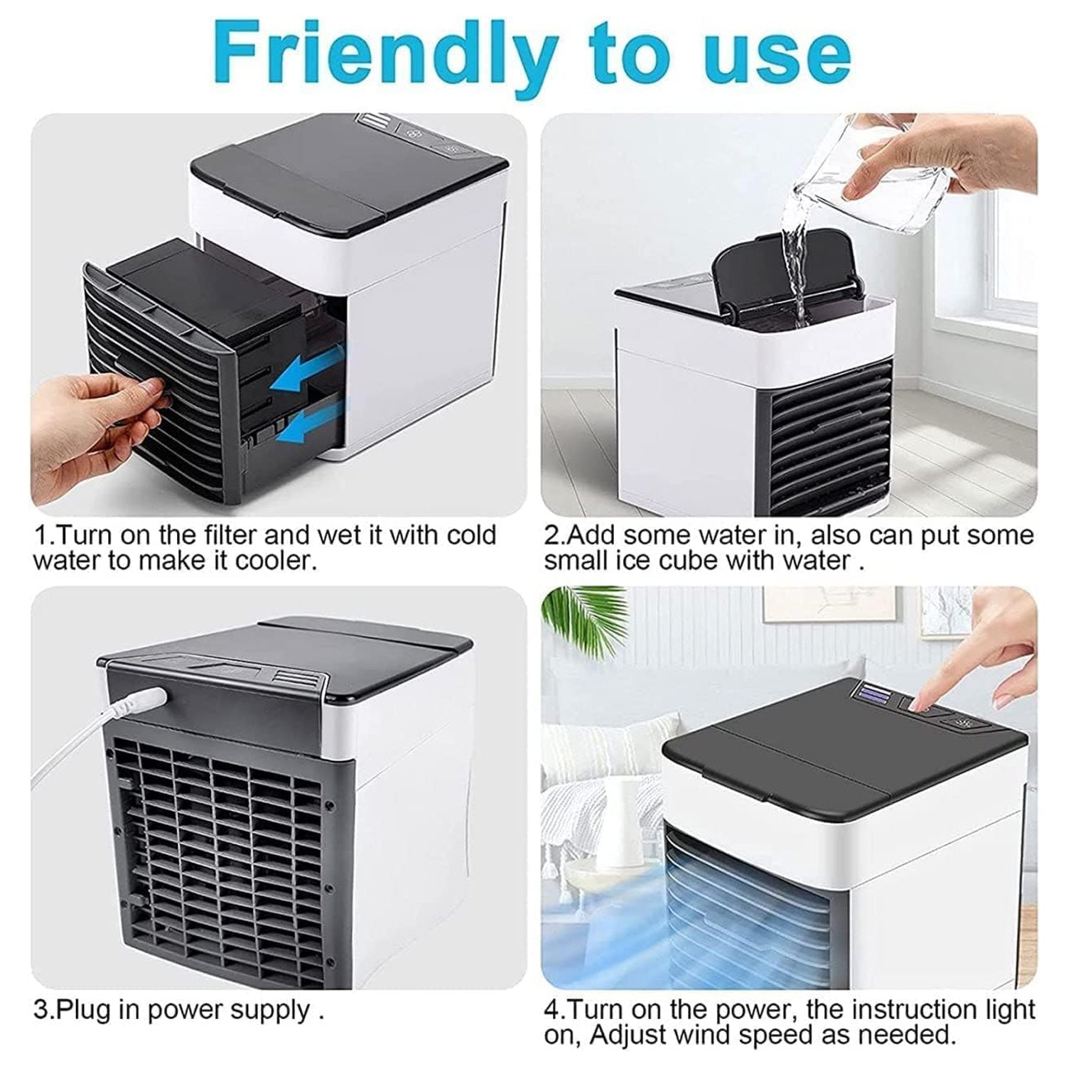 Mini Portable Air Cooler with LED Light & Water Fill thumbnail 3