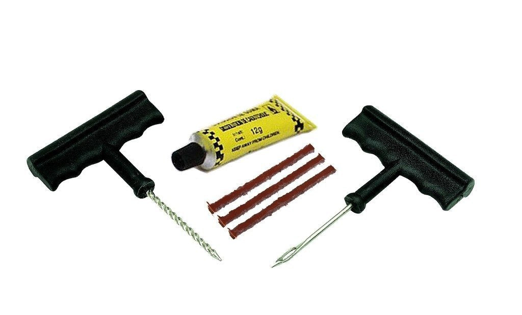 Puncture Repair Kit Tubeless Tyre Full Set with Nose Pliers, Rubber Cement and Extra Strips for Cars, Bikes thumbnail 4