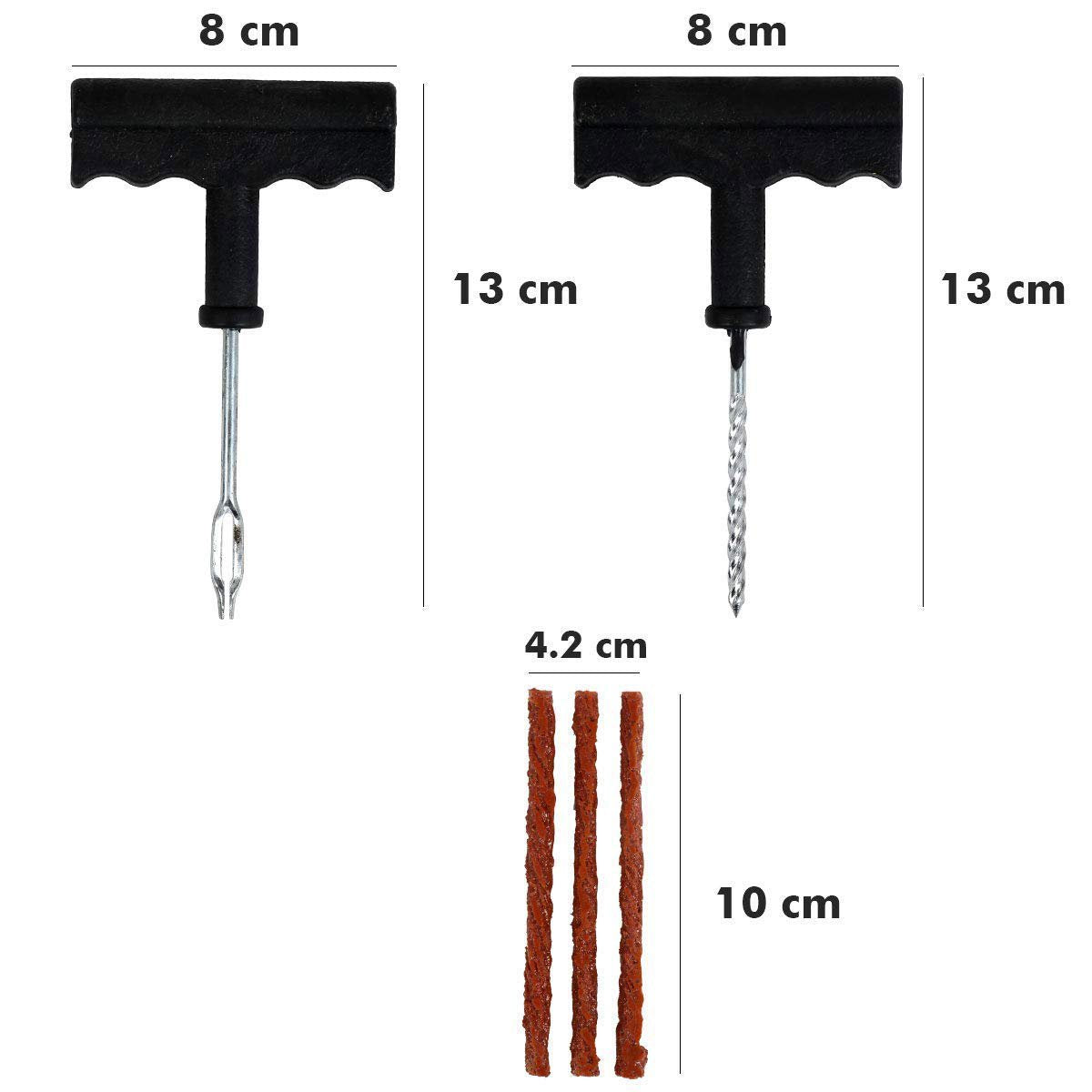 Puncture Repair Kit Tubeless Tyre Full Set with Nose Pliers, Rubber Cement and Extra Strips for Cars, Bikes thumbnail 5