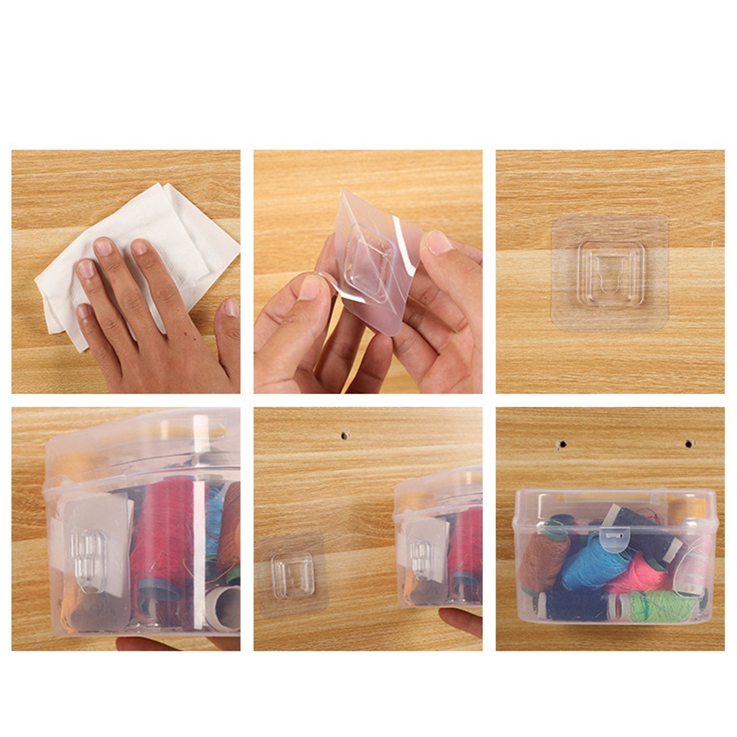 Adhesive Plastic Wall Hooks - Heavy Duty (1 Pair) thumbnail 7