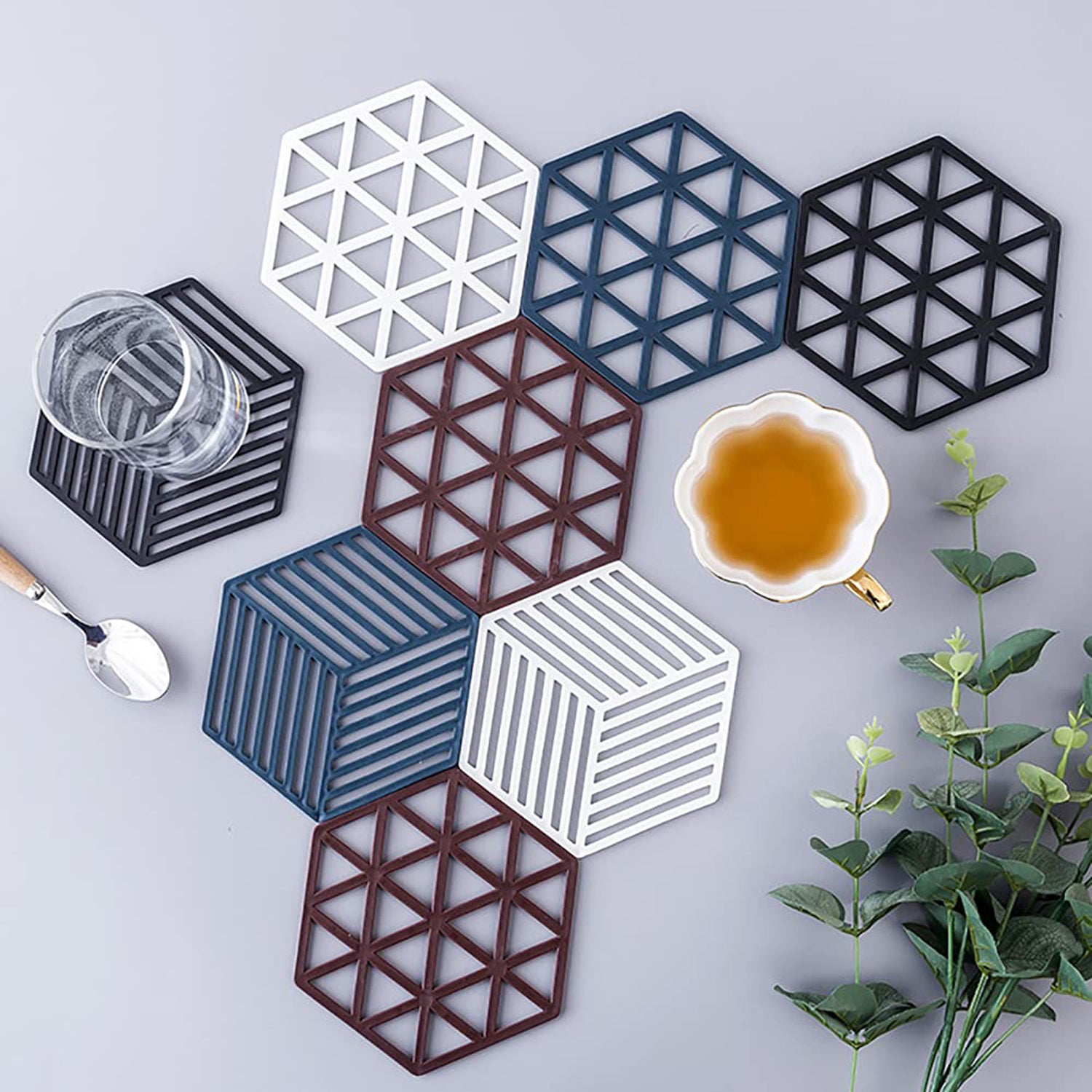 Mat for Cup PVC Tea Coaster Non-Slip Placemat High Temperature Insulation Pad Hollow Pot Mat Bowl with Anti-hot thumbnail 8