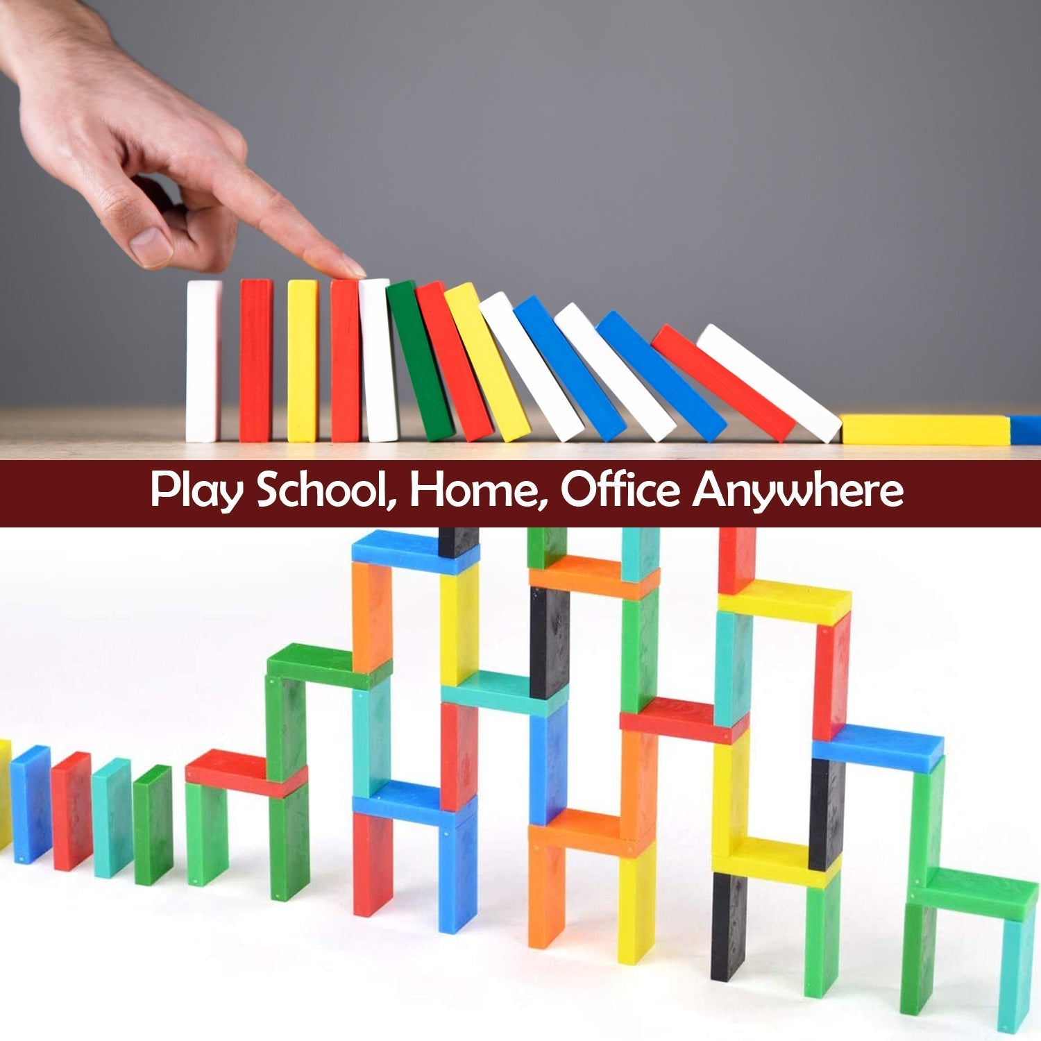 120Pc Dominoes Blocks Set Multicolor Wooden Toy Building Indoor Game Toy. thumbnail 4