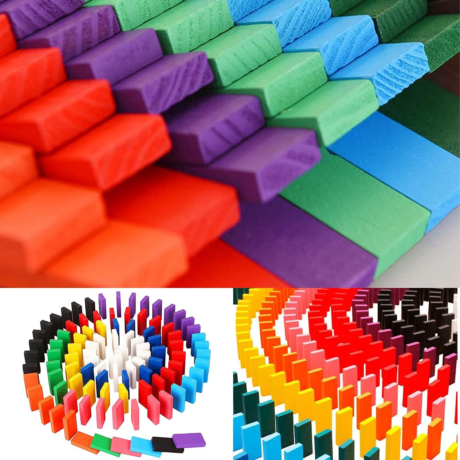 120Pc Dominoes Blocks Set Multicolor Wooden Toy Building Indoor Game Toy. thumbnail 8