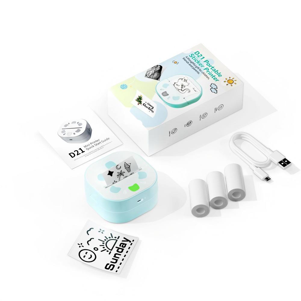 Zettix Mini Sticker Printer D21 Bluetooth â€¢ Inkless â€¢ Portable â€¢ Fun & Easy Printing - 1 Year Warranty thumbnail 2