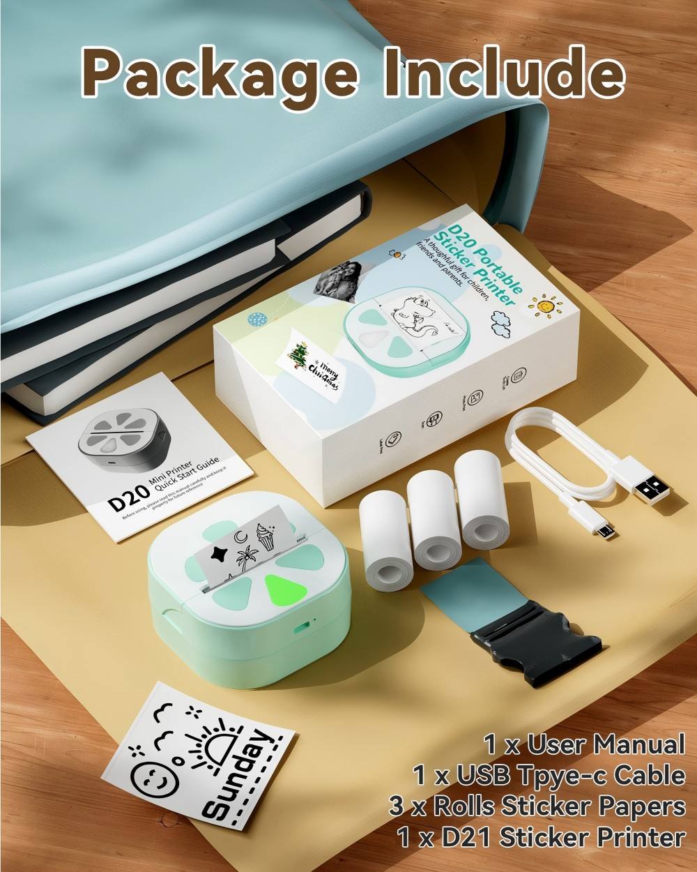 Zettix Mini Sticker Printer D21 Bluetooth â€¢ Inkless â€¢ Portable â€¢ Fun & Easy Printing - 1 Year Warranty thumbnail 4