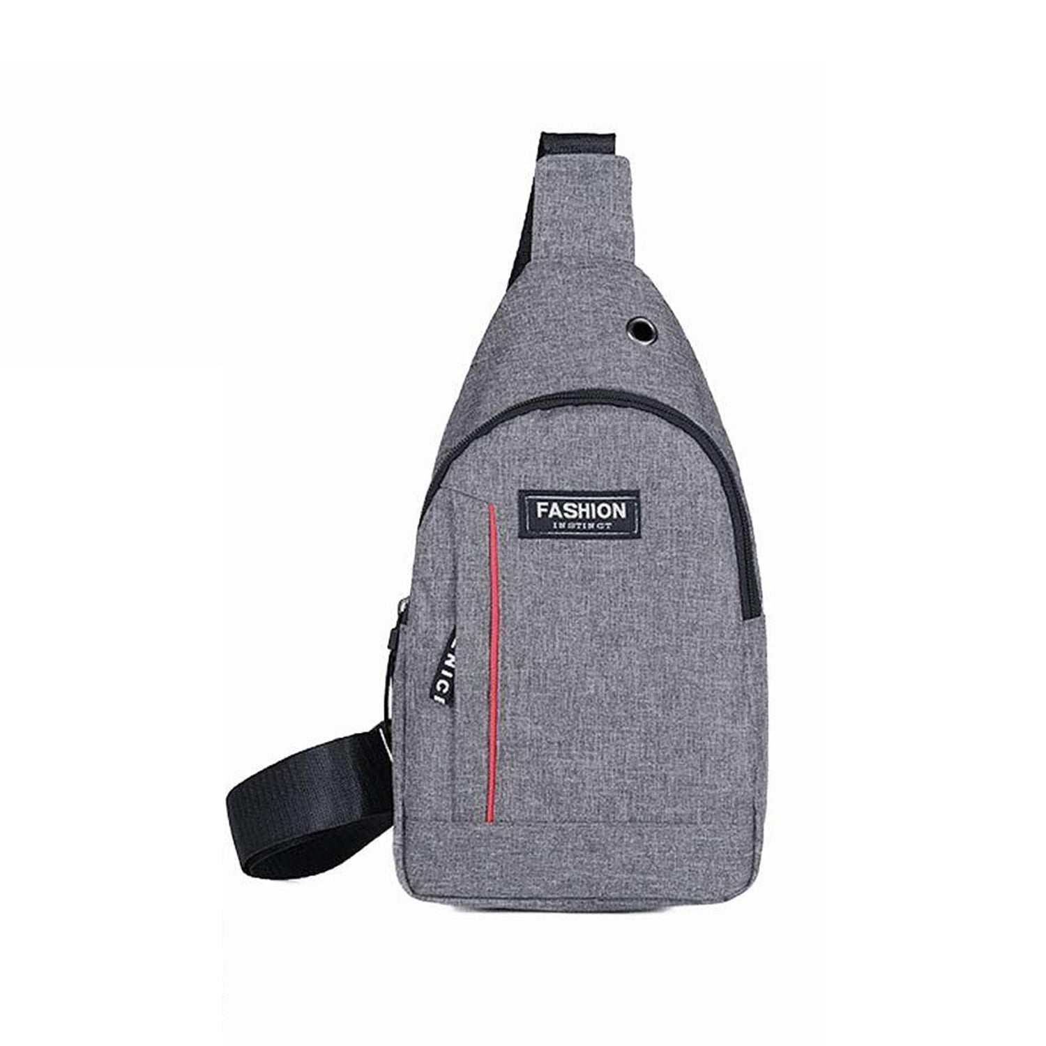 Waterproof Anti-Theft Crossbody Fanny Pack with USB Charging & Earphone Hook (Grey/Blue) thumbnail 4