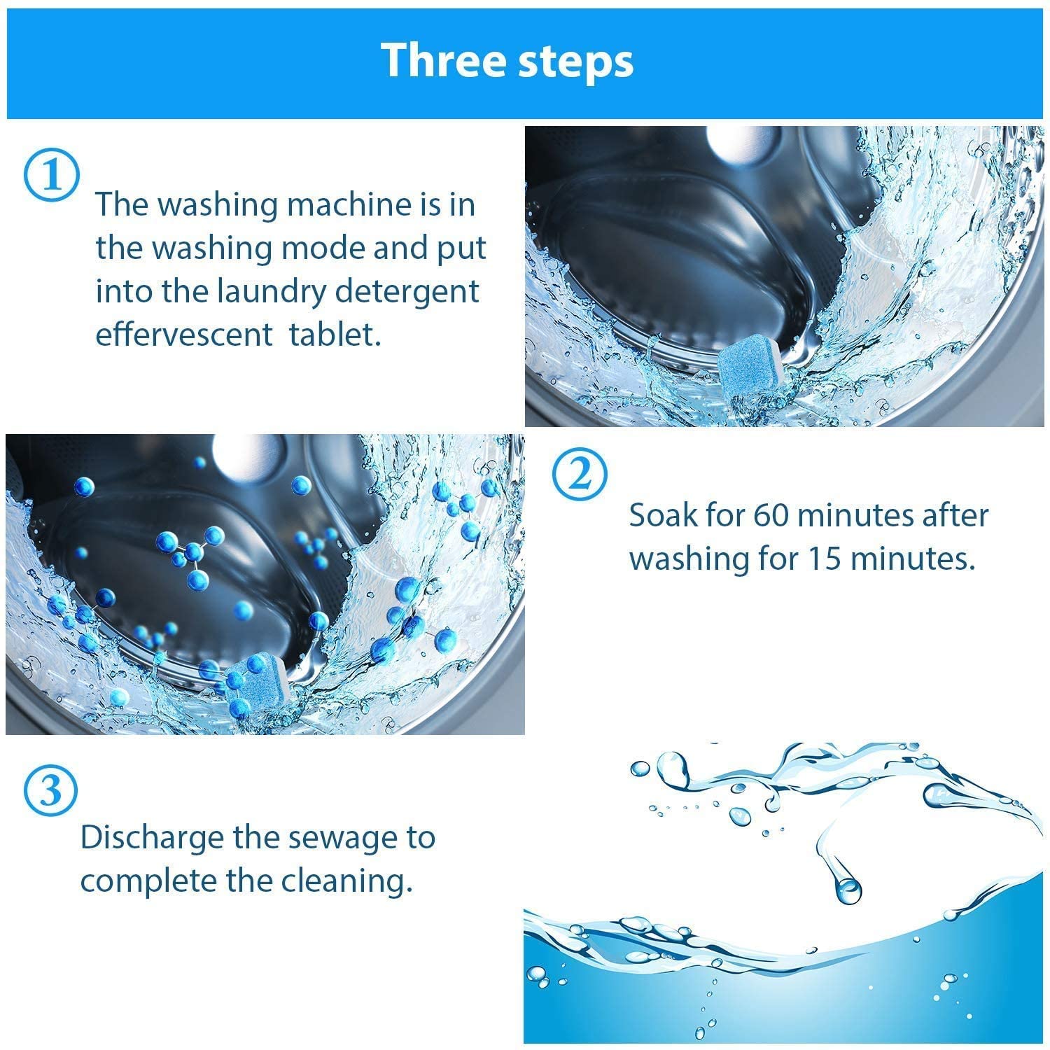Washing Machine Stain Tank Cleaner Deep Cleaning Detergent Tablet ( 1pc ) thumbnail 8