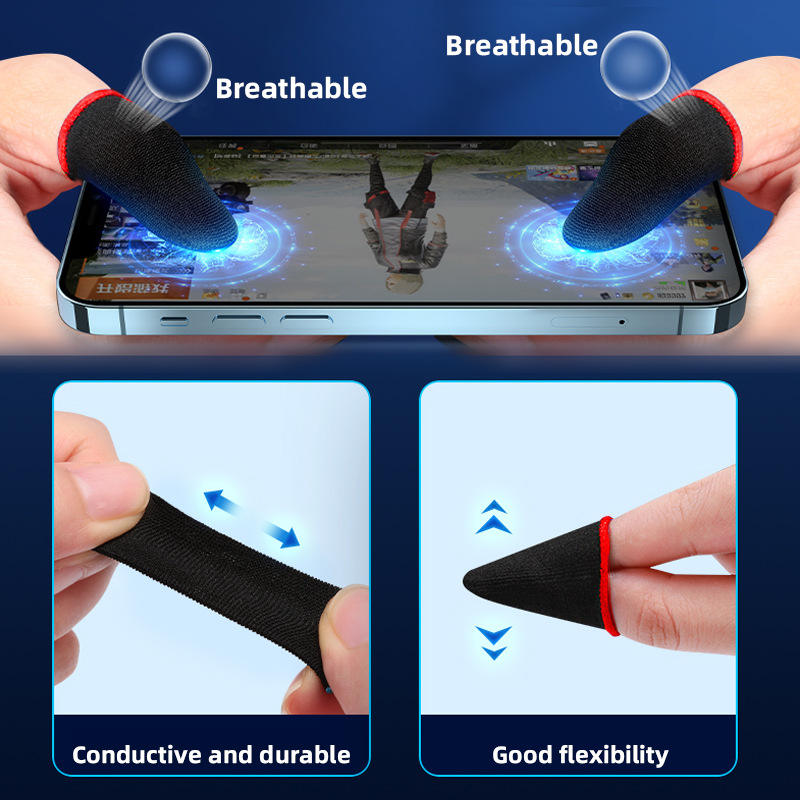 High Quality Touch Screen Finger Cots Thumb Protector Min Game Finger Sleeve 1Pairs for Playing Mobile Game Pubg thumbnail 3