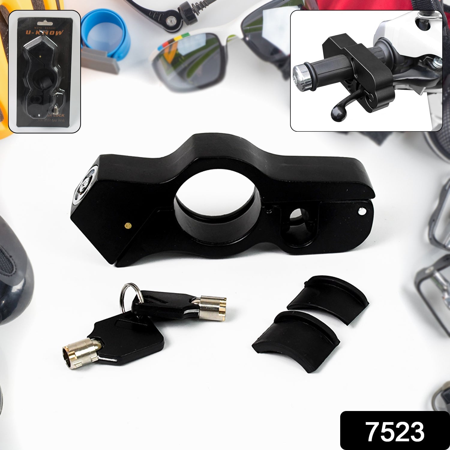 Motorcycle Grip Lock Universal Motorcycle Handlebar Throttle Grip Security Lock thumbnail 2