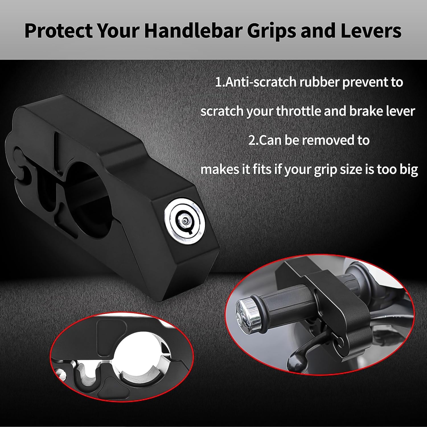 Motorcycle Grip Lock Universal Motorcycle Handlebar Throttle Grip Security Lock thumbnail 3