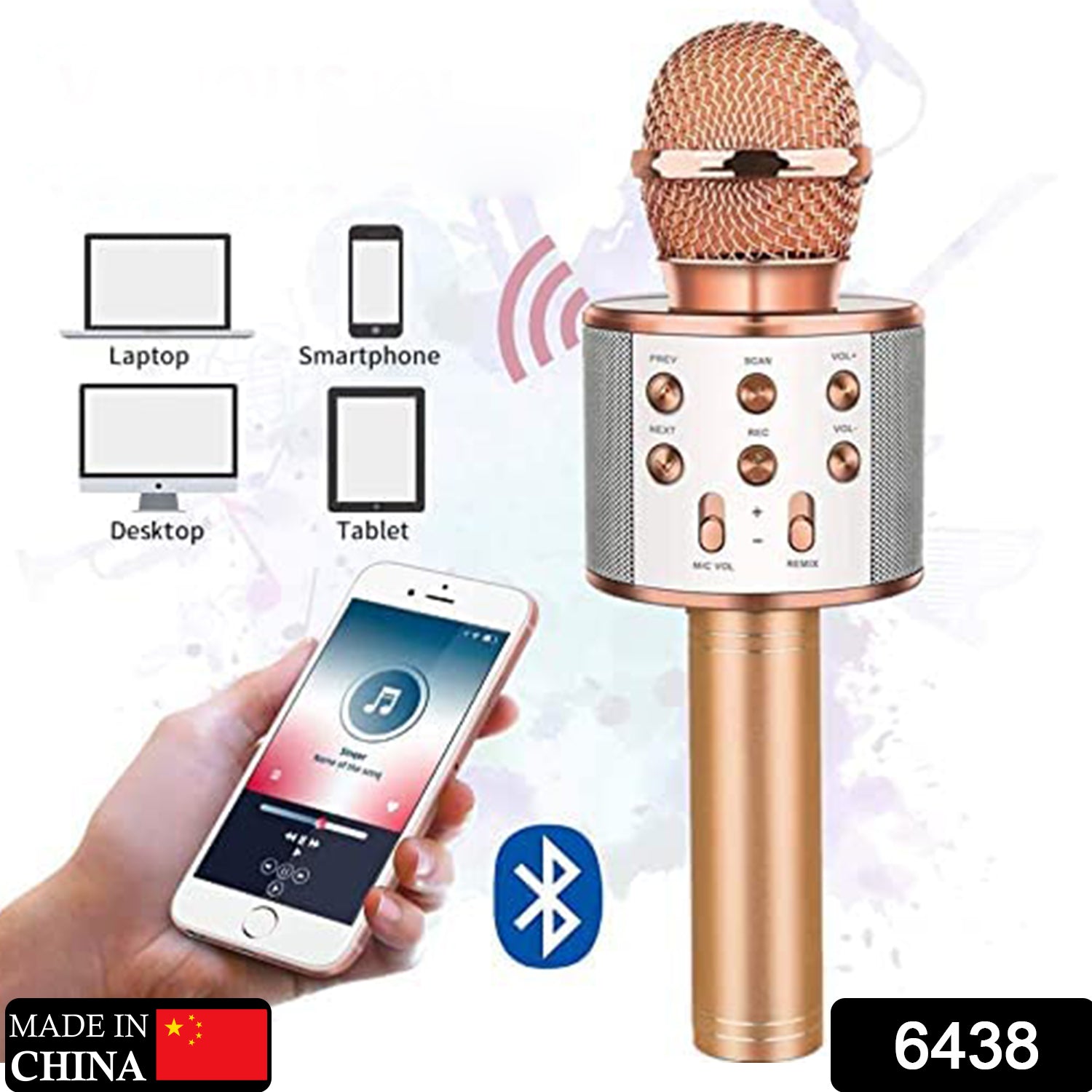 Wireless Bluetooth Recording Condenser Handheld Microphone Bluetooth Speaker Audio Recording Karaoke with Mic (Multicolor 1 Pc) thumbnail 2