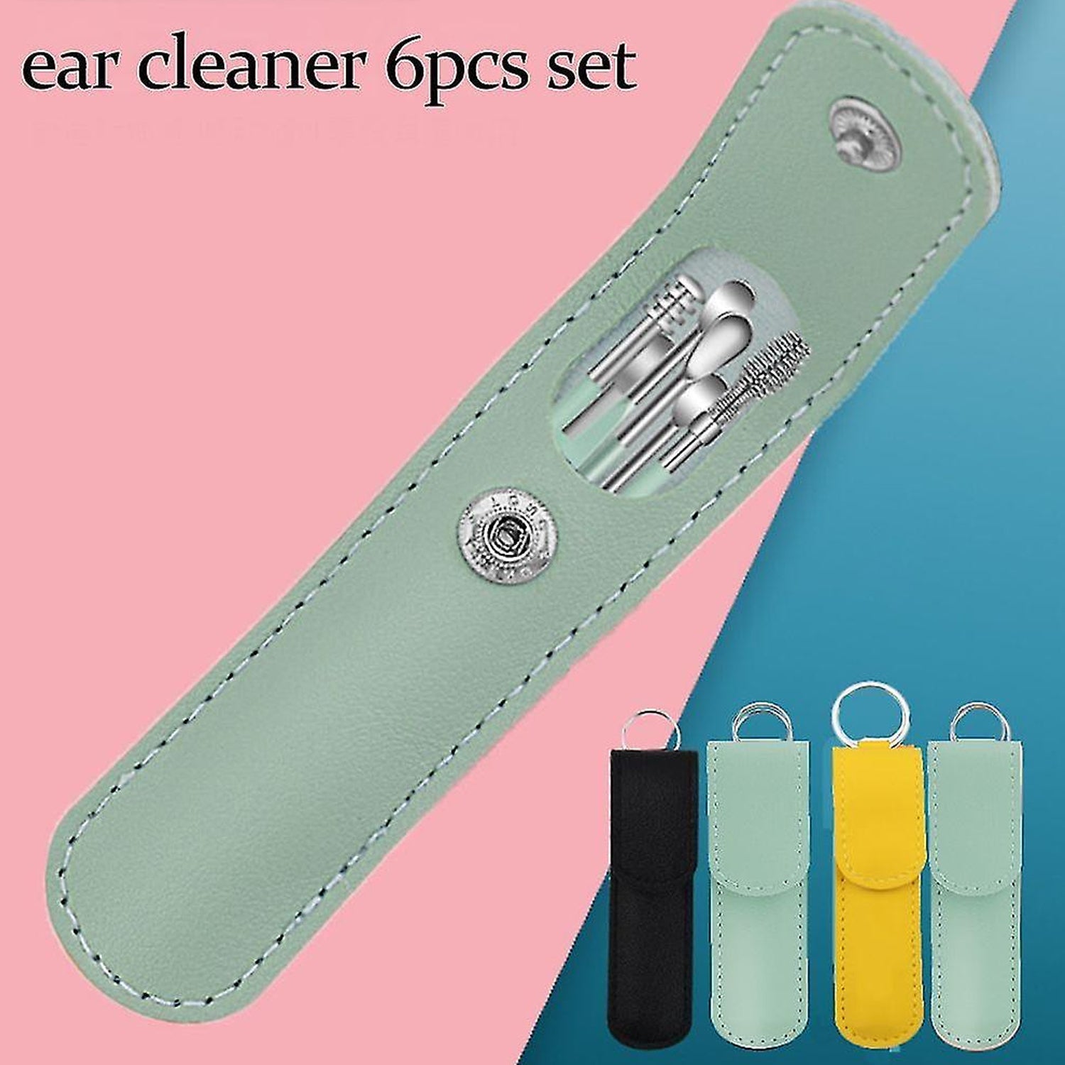 6-in-1 Ear Wax Cleaner- Resuable Ear Cleaning Tools Leather Pouch - Ear Pick Wax Remover Tool Kit with Ear Curette Cleaner and Spring Ear Buds Cleaner Fit in Pocket Great for Traveling thumbnail 7