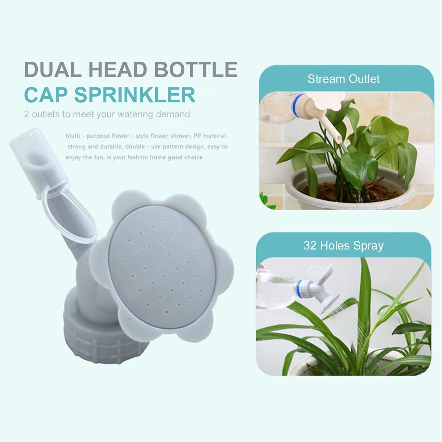 2-in-1 Bottle Cap Sprinkler - Dual Head Watering Spout, Double-Ended Nozzle for Indoor Seedlings and Plants, Garden Tool thumbnail 6
